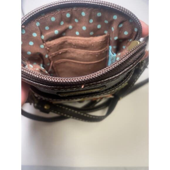 Chala crossbody purse ! FLOWER! Cell Phone Holder! Blue/Turquoise - Picture 7 of 10